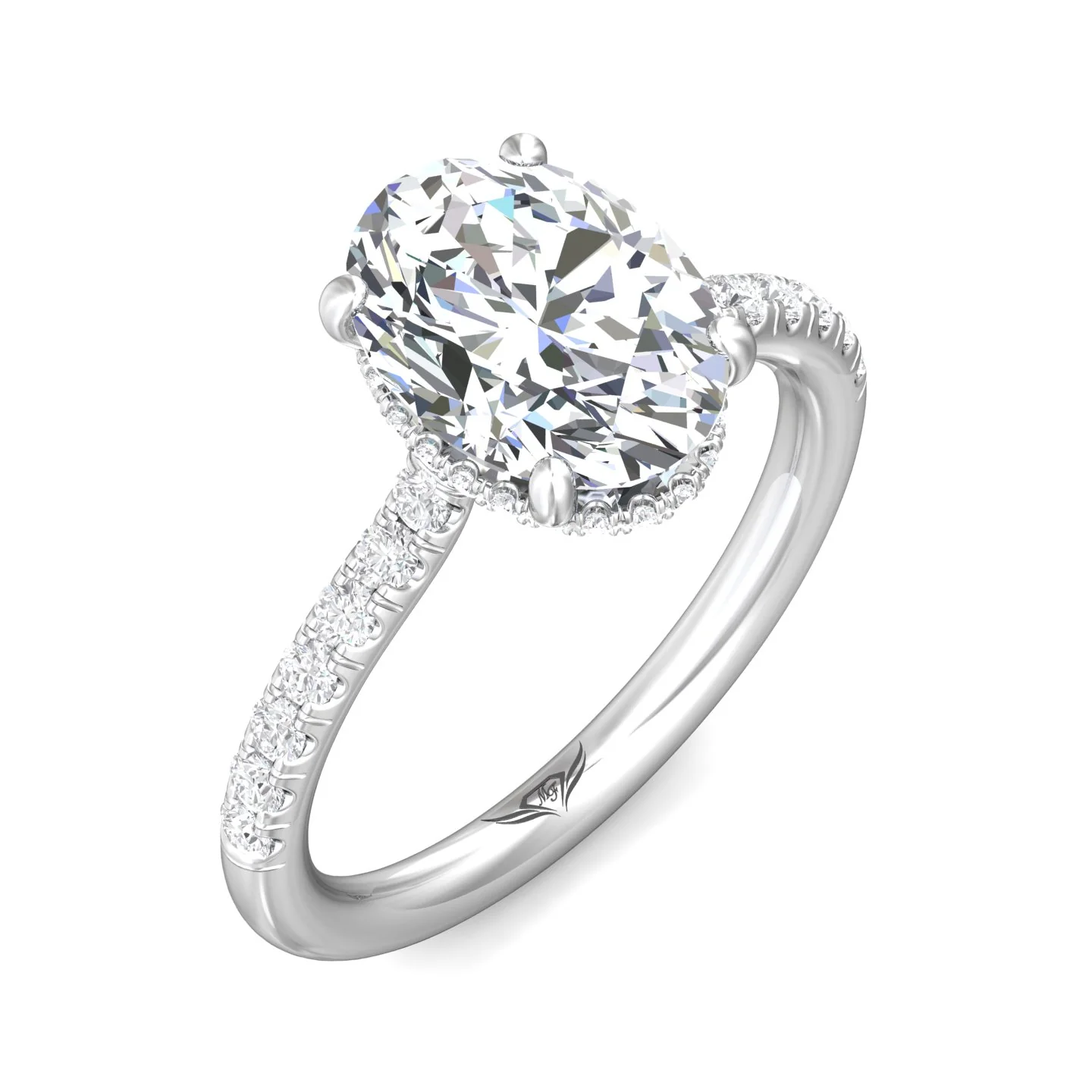 Martin Flyer Micropave Oval Engagement Ring DERM92PL-C-10.9X8.2OV - Image 5