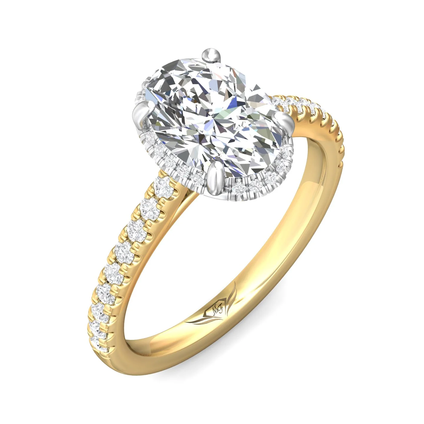 Martin Flyer Micropave Oval Engagement Ring DERM98YZPL-C-9.7X7.2OV - Image 5