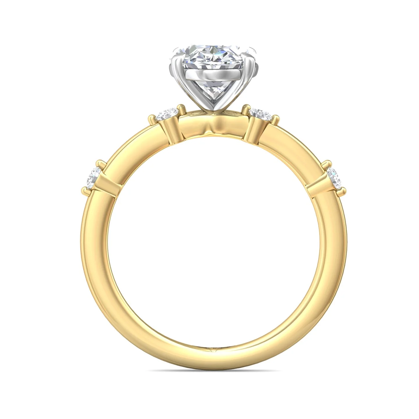 Martin Flyer Channel and Shared Prong Oval Engagement Ring DERSP10YZPL-C-9.7X7.2OV - Image 3